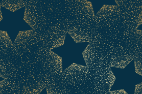Ster motief stoffen - Katoen stof - kerst katoen sterren - donkerblauw goud - 18737-008