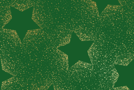 Feestkleding stoffen - Katoen stof - kerst katoen sterren - groen goud - 18737-025