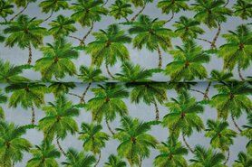 Bladeren motief - Katoen stof - palmbomen - lichtblauw - 19123-09