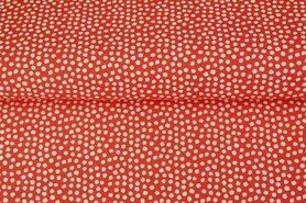 Babykleding stoffen - Katoen stof - hydrofielstof stippen - rood - 19261-11