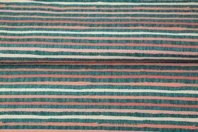 Roze stoffen - Tricot stof - digitaal gestreept - petrol roze - 20225-09