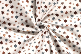 Feeststoffen - Katoen stof - kerst katoen sterren - gebroken wit - 18702-051