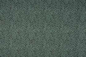 katoenen stoffen met print - Katoen stof - panterprint dusty - mint - 0486-023