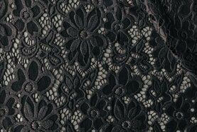 Laagjes kleding stoffen - Kant stof - bloemen - zwart - 0908-999