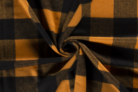 Okergele stoffen - Polyester stof - heavy knit geruit - oker - 18041-034