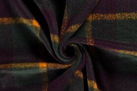 Geruite stoffen - Polyester stof - heavy knit geruit - petrol - 18040-124