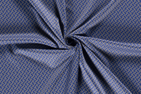 Polyester, polyamide, elastan - Tricot stof - jacquard abstract - kobalt - 18030-005