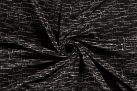 Zwarte stoffen - Tricot stof - jersey bedrukt strepen - zwart - 18141-069