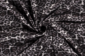 55% polyester, 45% viscose stoffen - Tricot stof - jersey panterprint - zwart - 18136-069