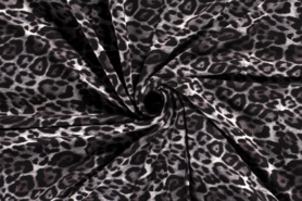 Zwarte stoffen - Tricot stof - jersey panterprint - zwart - 18136-069