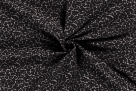 Nieuwe stoffen - Stretch stof - bengaline panterprint - zwart - 18071-069