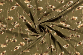 Stoffe - Polyester stof - bubble chiffon bloemen - groen - 18062-023
