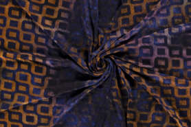 Marineblau - Jerseystoff - Jacquard bestickt abstrakt - Marine - 18017-008