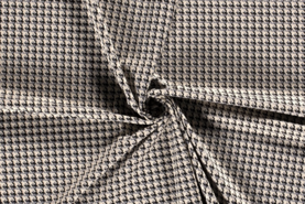 Polyester, polyamide, elastan - Tricot stof - jacquard pied de poule - grijs - 18031-063