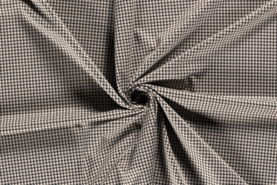 Geruite stoffen - Tricot stof - jacquard pied de poule - grijs - 18032-063