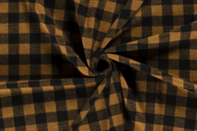 Geruite stoffen - Polyester stof - heavy knit geruit - camel - 18155-053