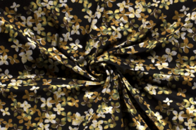Gebreide stoffen - Tricot stof - jersey bedrukt bloemen - groen - 18127-023