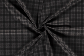 Polyester, viscose, elastan stoffen - Tricot stof - punta di roma geruit - grijs - 18203-063