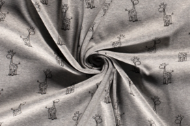 Kinderstoffen - Fleece stof - alpenfleece giraffe - grijs - 18317-061