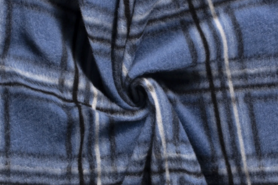 Wol en polyester stoffen - Polyester stof - heavy knit geruit - blauw - 18242-006