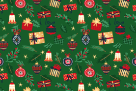 Kerst katoen stoffen - Katoen stof - kerst katoen bedrukt folie - groen - 18732-025