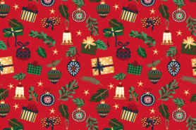 Decoratiestoffen - Katoen stof - kerst katoen bedrukt folie - rood - 18732-015