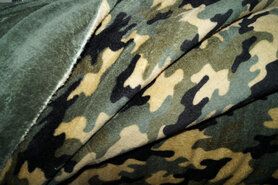 Plaid stoffen - Fleece stof - cuddle fleece double fleece legerprint - groen - K30012-027
