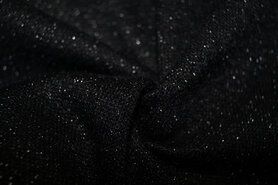 Gebreide stoffen - Tricot stof - angora glitter - zwart - 19470-999