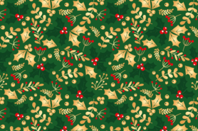 Nooteboom stoffen - Katoen stof - kerst katoen - groen - 18729-025