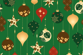 100% Baumwolle - Baumwollstoff - Weihnachtskugeln aus bedruckter Baumwollfolie - grün - 18706-025