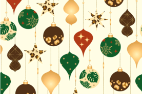 Gebroken witte stoffen - Katoen stof - kerst katoen bedrukt folie kerstballen - offwhite - 18706-051