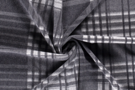 Geruite stoffen - Polyester stof - gebreid heavy knit ruit - grijs - 18154-068