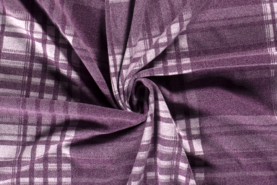 395gr/M² - Polyester stof - gebreid heavy knit ruit - paars - 18154-018