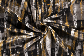 Nooteboom stoffen - Tricot stof - bedrukt fantasieprint - bruin oker - 18134-053
