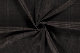 Jersey - Tricot stof - punta di roma ruit - bruin - 18202-056