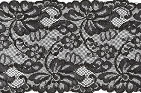 Sierband* - Rekbaar kant zwart - 15cm breed - XLA13-569