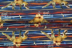 Dierenmotief stoffen - Tricot stof - french terry digitaal best buddies dieren - blauw - 20053