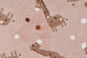 KC - Quality stoffen - Fleece stof - cuddle fleece giraffe - poederroze - K32002-012