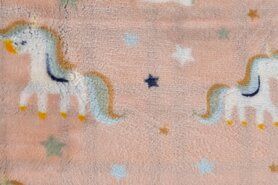 Diverse merken stoffen - Fleece stof - cuddle fleece unicorn ruit - dusty roze - K30009-011