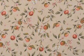 Diverse merken stoffen - Tricot stof - ribtricot appels en bloemen - poeder - K59001-130