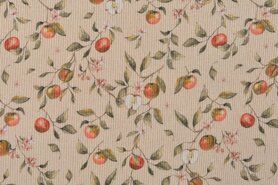 Roze tricot stoffen - Tricot stof - ribtricot appels en bloemen - poeder - K59001-130