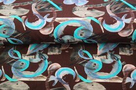 Fantasie stoffen - Tricot stof - digitaal fantasieprint - donkerbruin - 20963-33