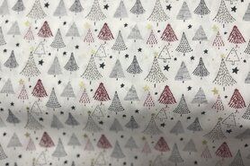Feestkleding stoffen - Katoen stof - kerstbomen - offwhite - K26516-510