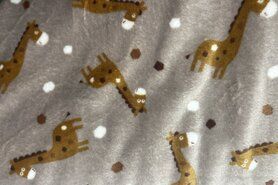 Deken stoffen - Fleece stof - cuddle fleece giraffe - zand - K32002-052