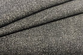 50% katoen, 50% polyester stoffen - Katoen stof - mantel-achtig fijn gestreept - zwart grijs - B09