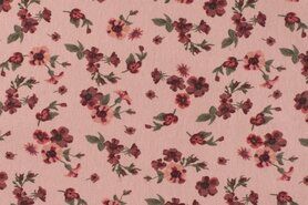 KC - Quality stoffen - Fleece stof - happy fleece bloemen - roze - K36012-012