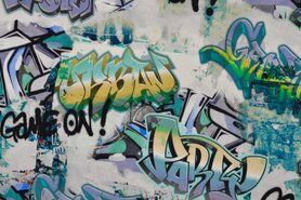 Diverse merken stoffen - Tricot stof - french terry digital graffiti - multi - K60011-220