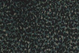 KnipIdee stoffen - Polyester stof - Travel moody cheetah - blauw - 18031-690