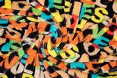 Tekst motief stoffen - Fleece stof - letters - multi - 416047-80