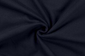 96% katoen, 4% lycra stoffen - Tricot stof - french terry - navy - RS0196-980